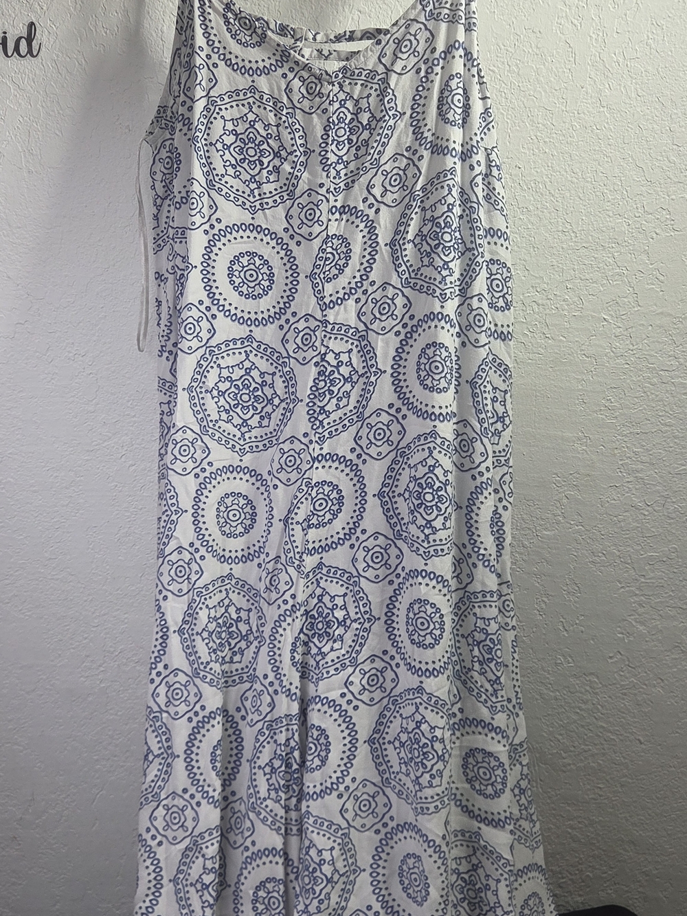MSK Blue & White Paisley Geometric Strappy Back Halter Dress Size L
